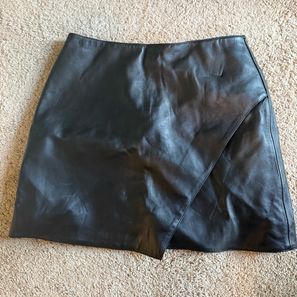 & Other Stories Black Leather Skirt